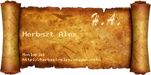 Herbszt Alex névjegykártya